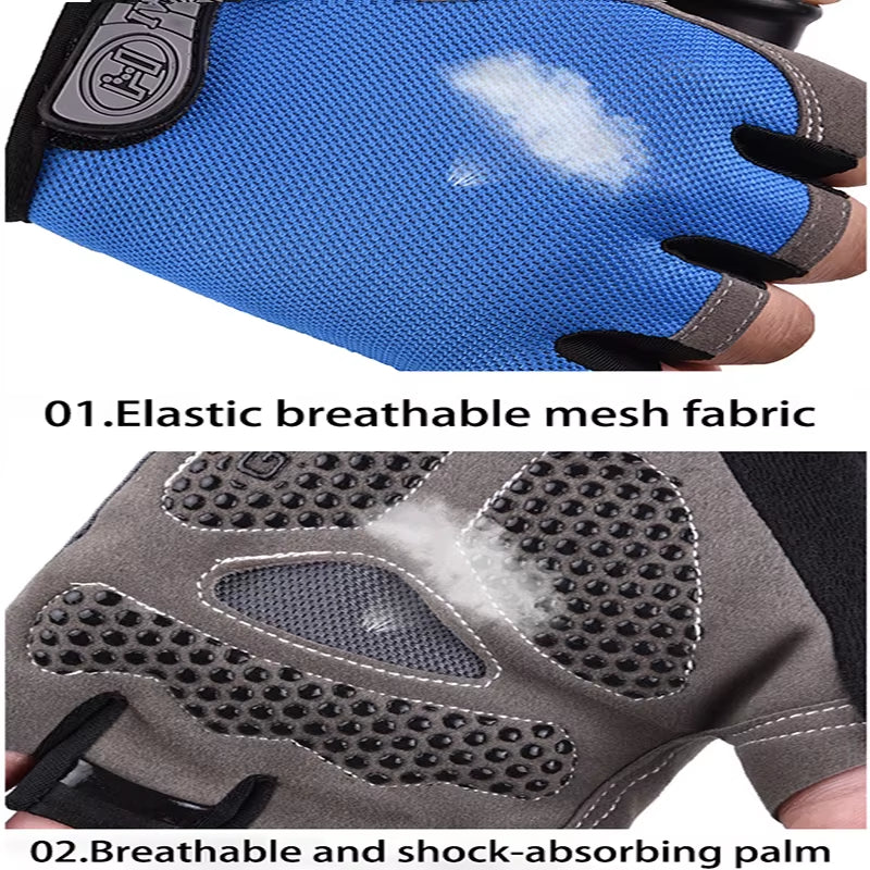 Men Cycling Bicycle Gloves Half Finger Gym Gloves Women Mitten Breathable Anti-Slip Glove Fitness Sport Training Gloves